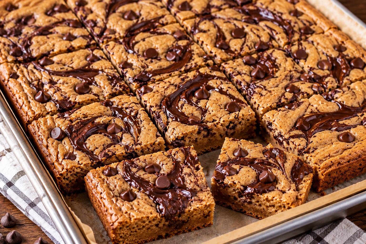 Chewy Peanut Butter Chocolate Swirl Squares