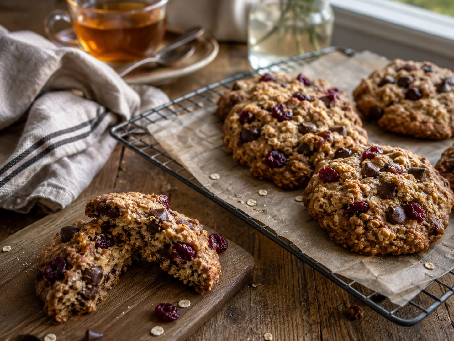 Honey-Oat Chocolate Cranberry Cookies