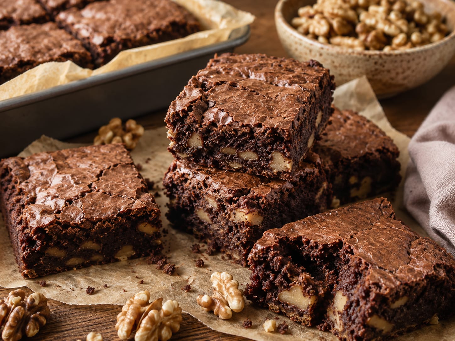 Whipped Cocoa Walnut Brownies