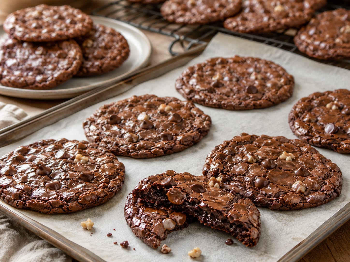 Crackly Chocolate Brownie Cookies