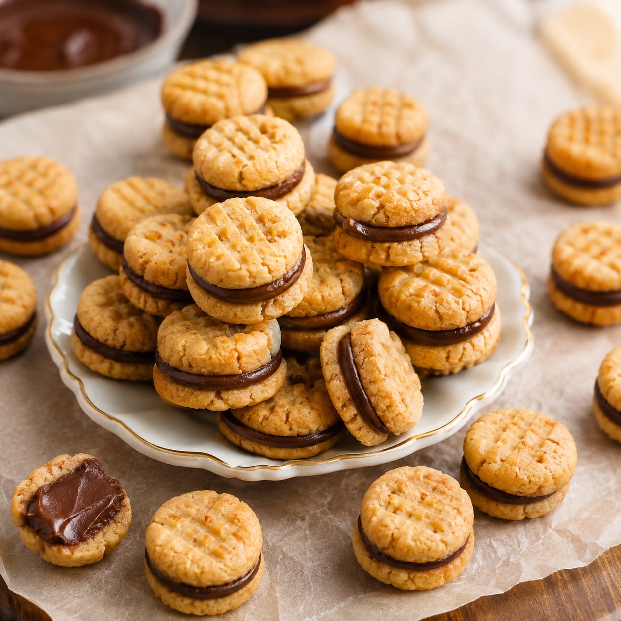 Mini Peanut Butter Chocolate Sandwich Cookies