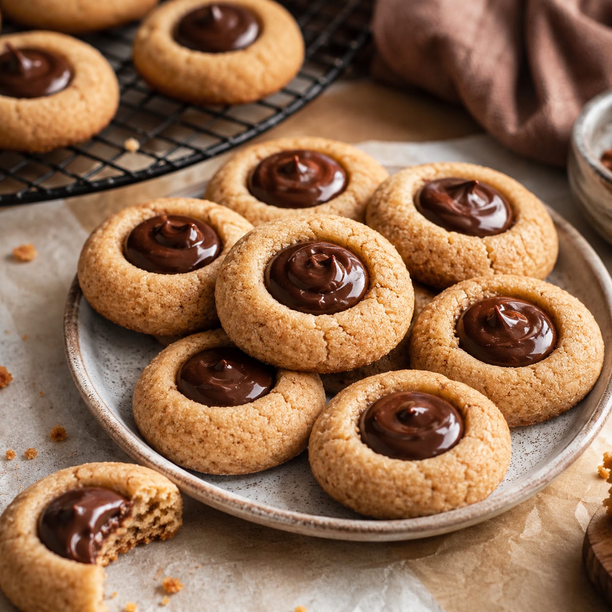 Brown Sugar Fudge Thumbprint Cookies