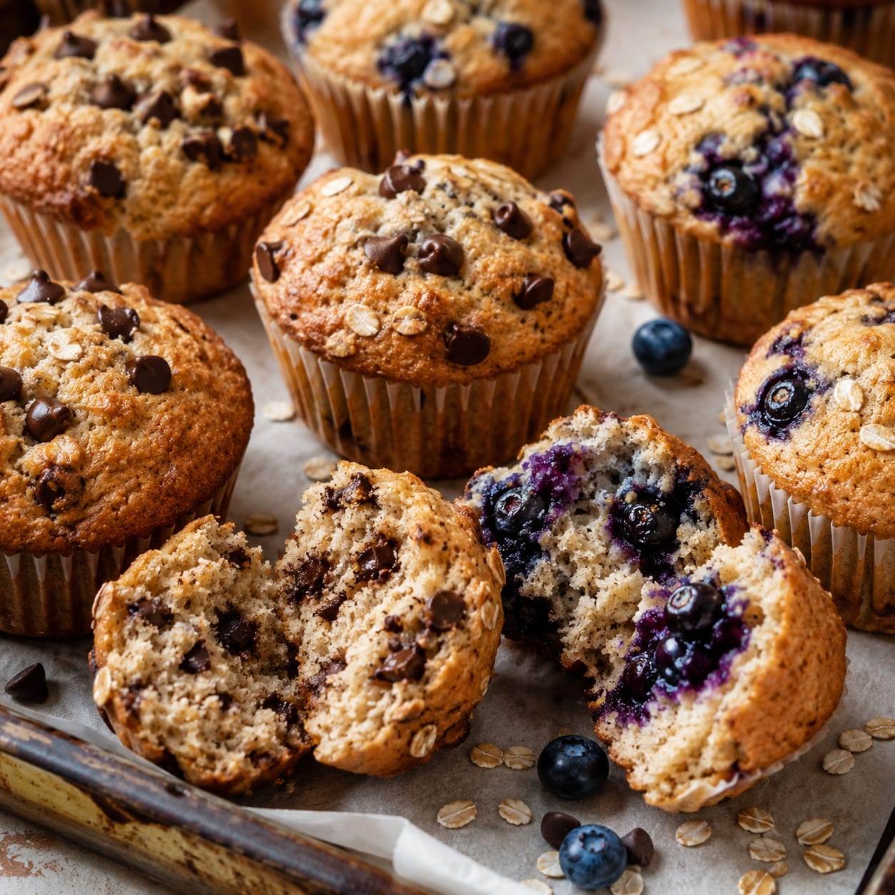 Honey-Oat Muffins – Chocolate Chip or Blueberry