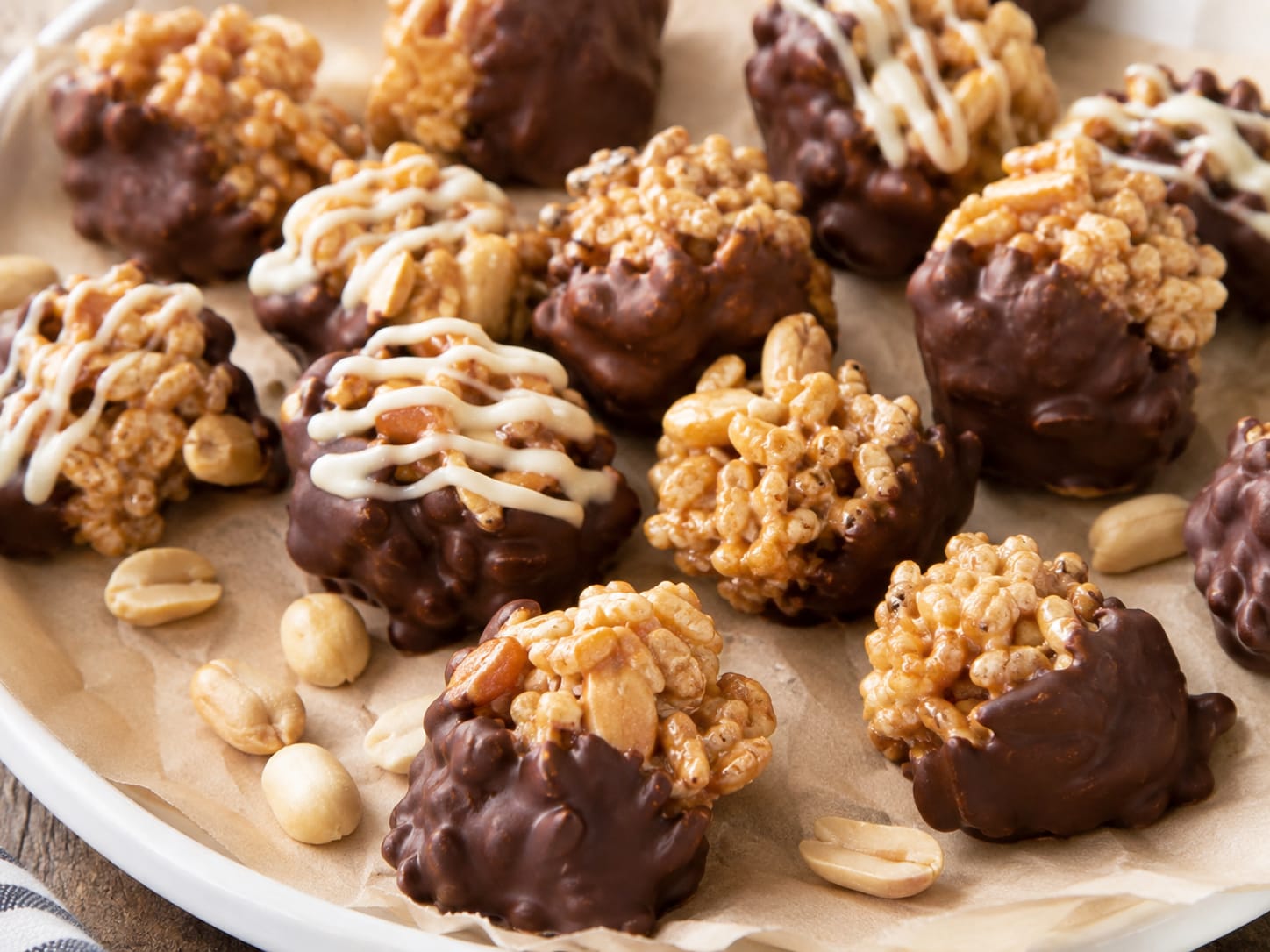 Chocolate-Dipped Peanut Crunch Clusters