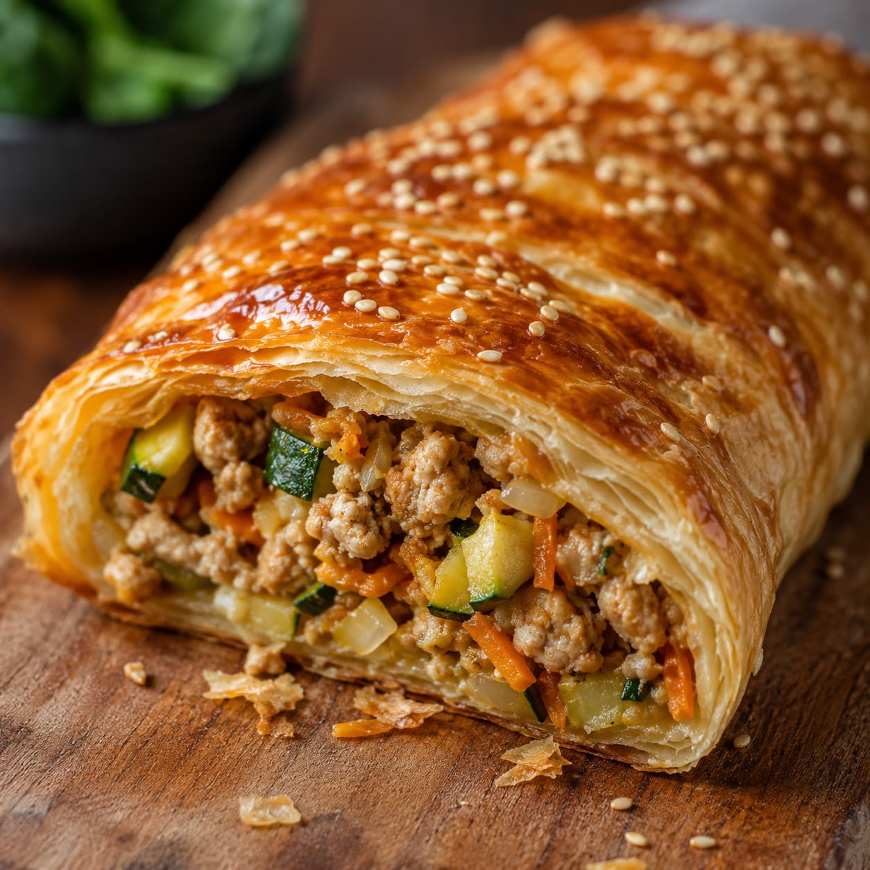 Chicken & Vegetable Puff Pastry Roll