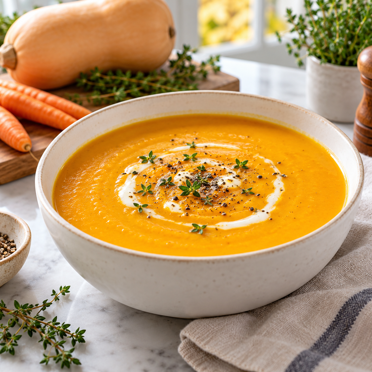 Classic Butternut Squash Soup, finished Bubby's family recipe